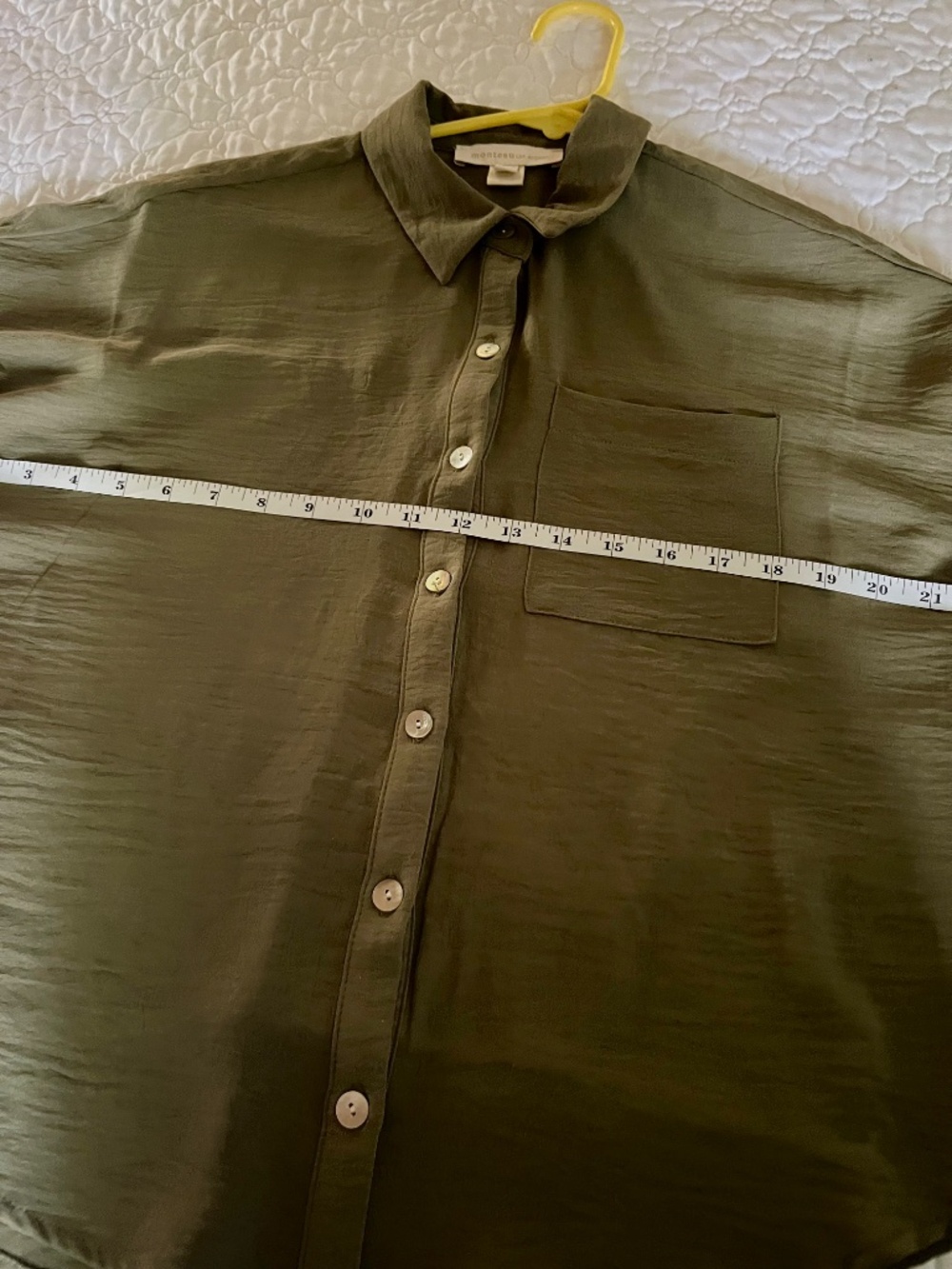 Stylish Olive Green Button Down Top - Picture 2 of 3